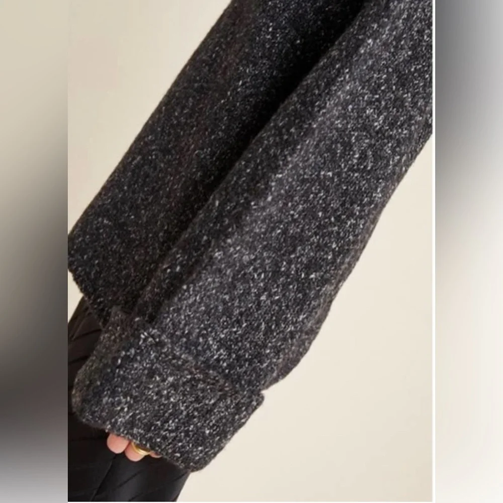 Anthropologie Maggie Bell-Sleeved Sweater Grey Marled V-Neck Charcoal